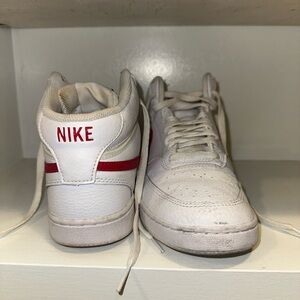 Nike Red and White High-Top Sneakers